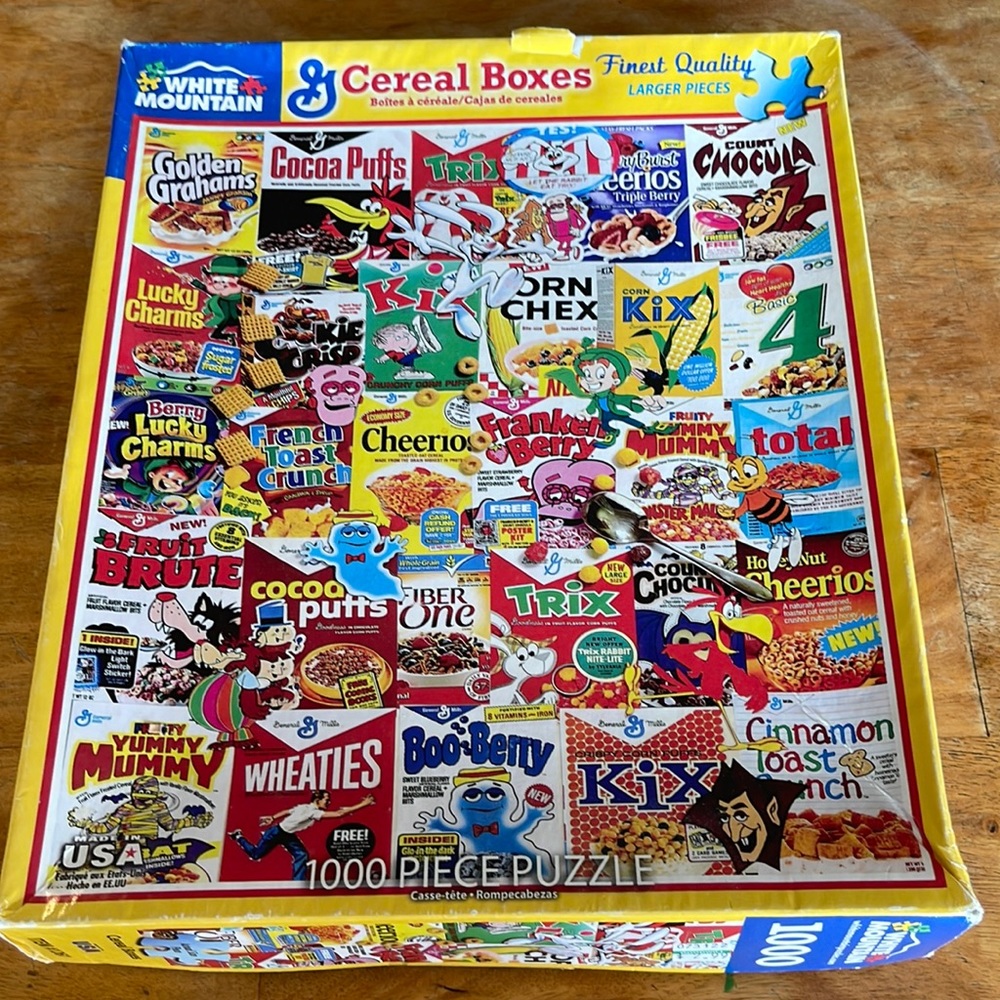 White Mountain Bright Multicolor Cereal Boxes 1000-Piece Jigsaw Puzzle